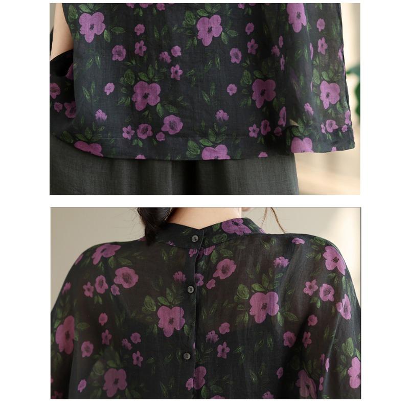 DIMANAF 2026 Summer New Plus Size Women Blouse Shirt Elegant Print Floral Lady Tops T-Shirt Cotton Fashion Clothing