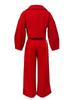 European & American Autumn/Winter Solid Color Wool Lapel Top & Casual Long Pants Set