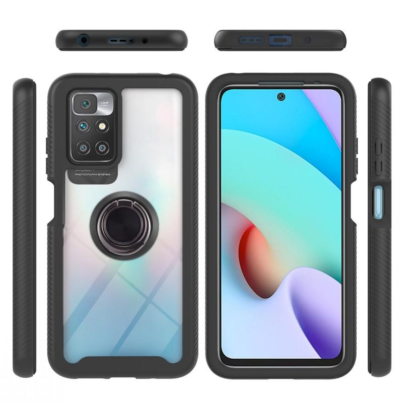 Shockproof Case For Xiaomi Redmi Note 10 Pro 10s 11 9T Mi 10T POCO M3 X3 NFC Ring Holder 3 in 1 Transparent Protect Bumper Cover