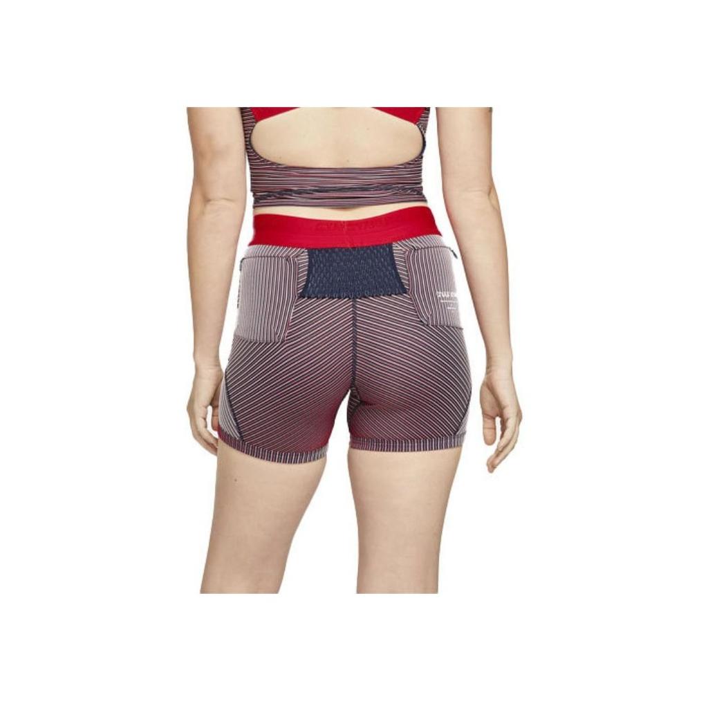 Nike Striped High-Waisted Fitness Shorts Women Shorts Red Blue CU0224-498