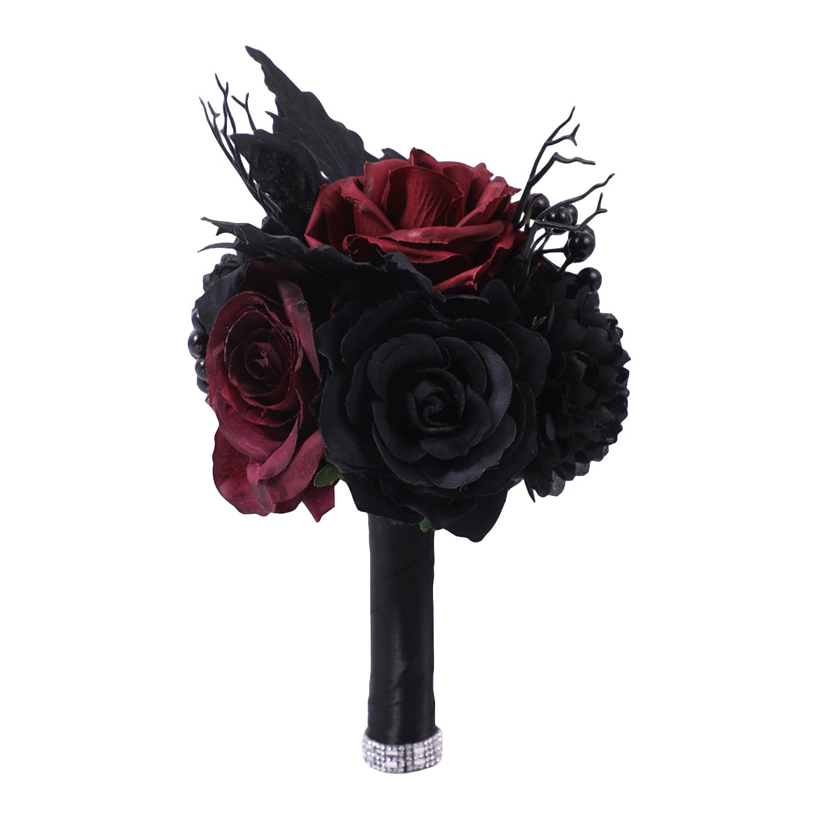 

Хэллоуин Искусственный букет роз Черные розы Букет цветов Фестивальная цветочная ветка Для принадлежностей для вечеринки на Хэллоуин One Size