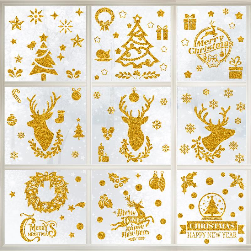 Christmas Decorations, Santa Claus Tree, Static Electricity Glass Door Stickers, Scene Arrangement, Window Flowers