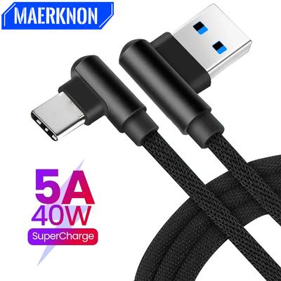 5A USB Typ C Kabel 90 Grad Winkel 40W Schnellladung USB C Kabel USB Typ C Ladegerät Datenkabel für iPhone Samsung Xiaomi Huawei