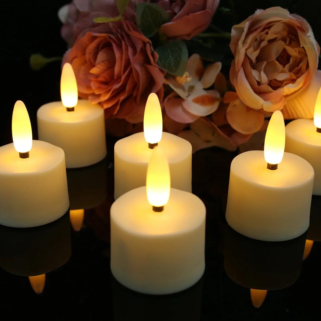 6/12Pack Rechargeable Flameless Candles Flickering LED Tea Light Candles 3D Wick Battery Operated  Electronic Candle Lamp