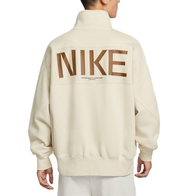 Nike Men's Pullover Stand Collar Letter Long Sleeve Sweatshirt In Off-White