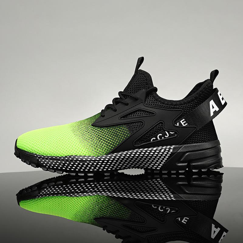 

Новая уличная повседневная и удобная мужская обувь с толстой подошвой и градиентной сеткой, летающие тканые туфли, модные модные кроссовки 47