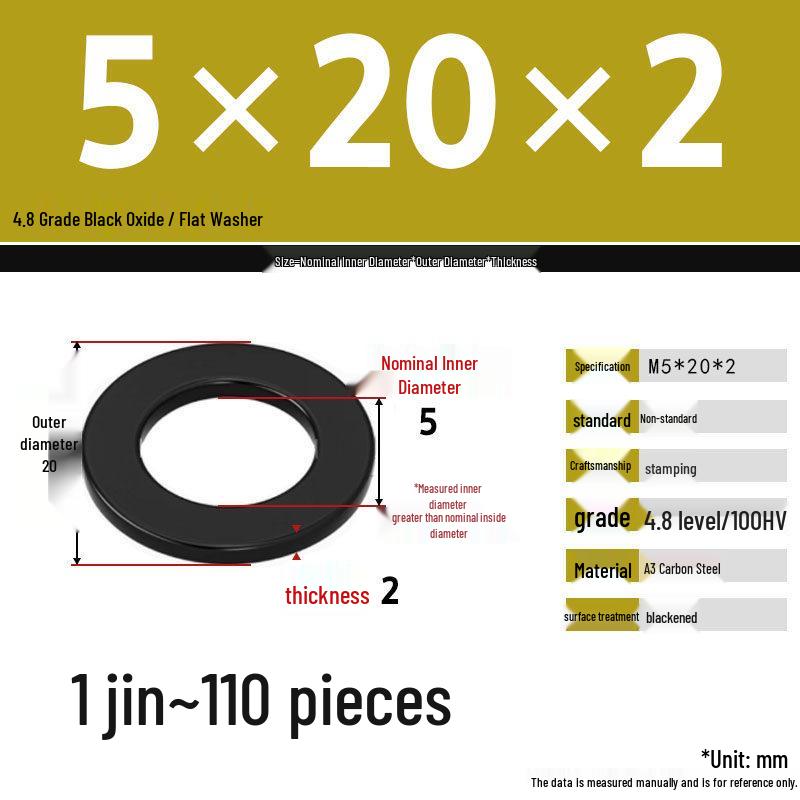 Blackened Enlarged Thickened Metal Washer - M3-M42