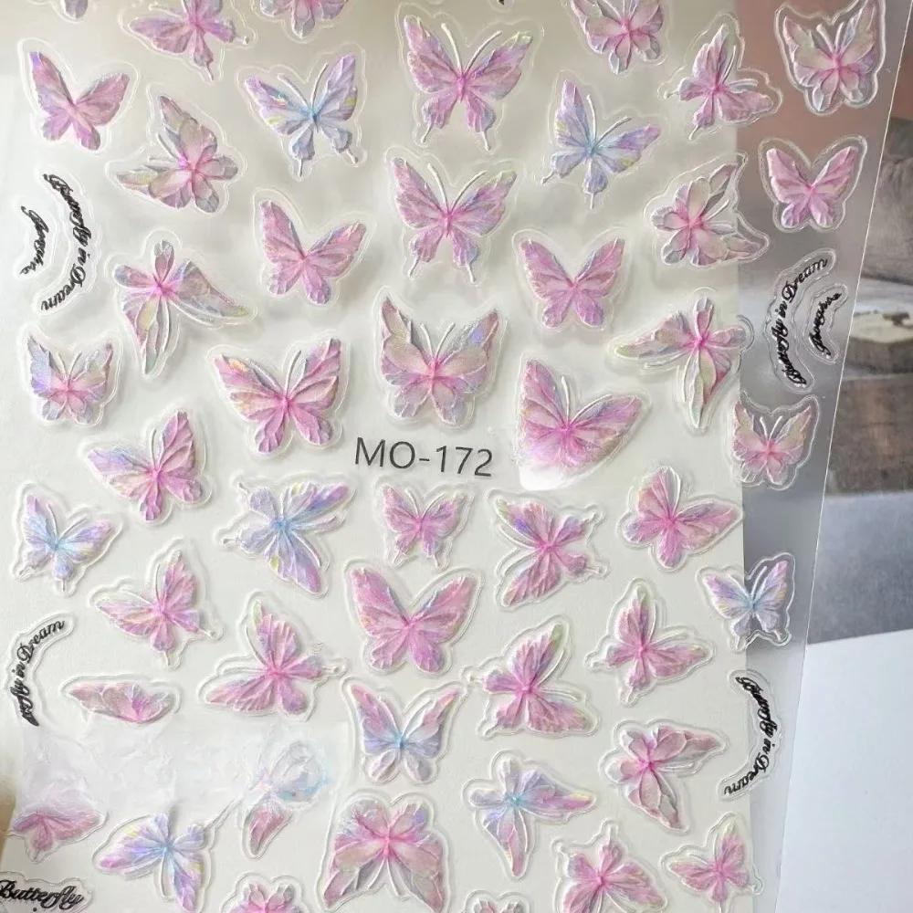 Hot Sale Golden Threads Butterfly Jelly Series Nail Art Stickers High Quality Bronzing DIY Manicures Decals Decorations