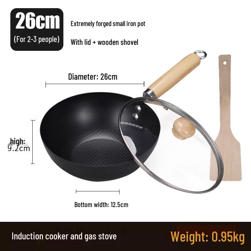 Hakka Flavor Pre-Seasoned Flat-Bottom Mini Cast Iron Frying Pan