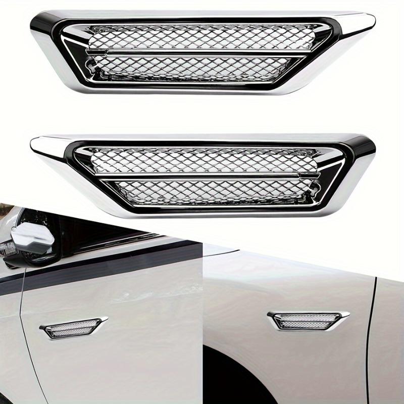 SUV Universal Chrome Decorative Sticker Set 2Pcs for Car Door Side Vent Engine Hood Vent Grille Side Baffle Cover Trim