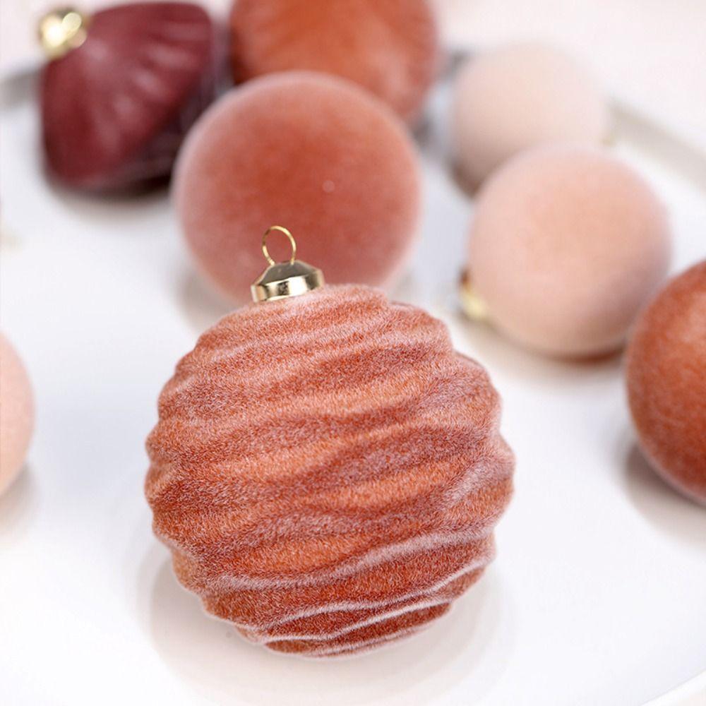 35pcs Flocked Christmas Velvet Ball Pendant Reusable Xmas Tree Ornaments  Xmas Party Favors