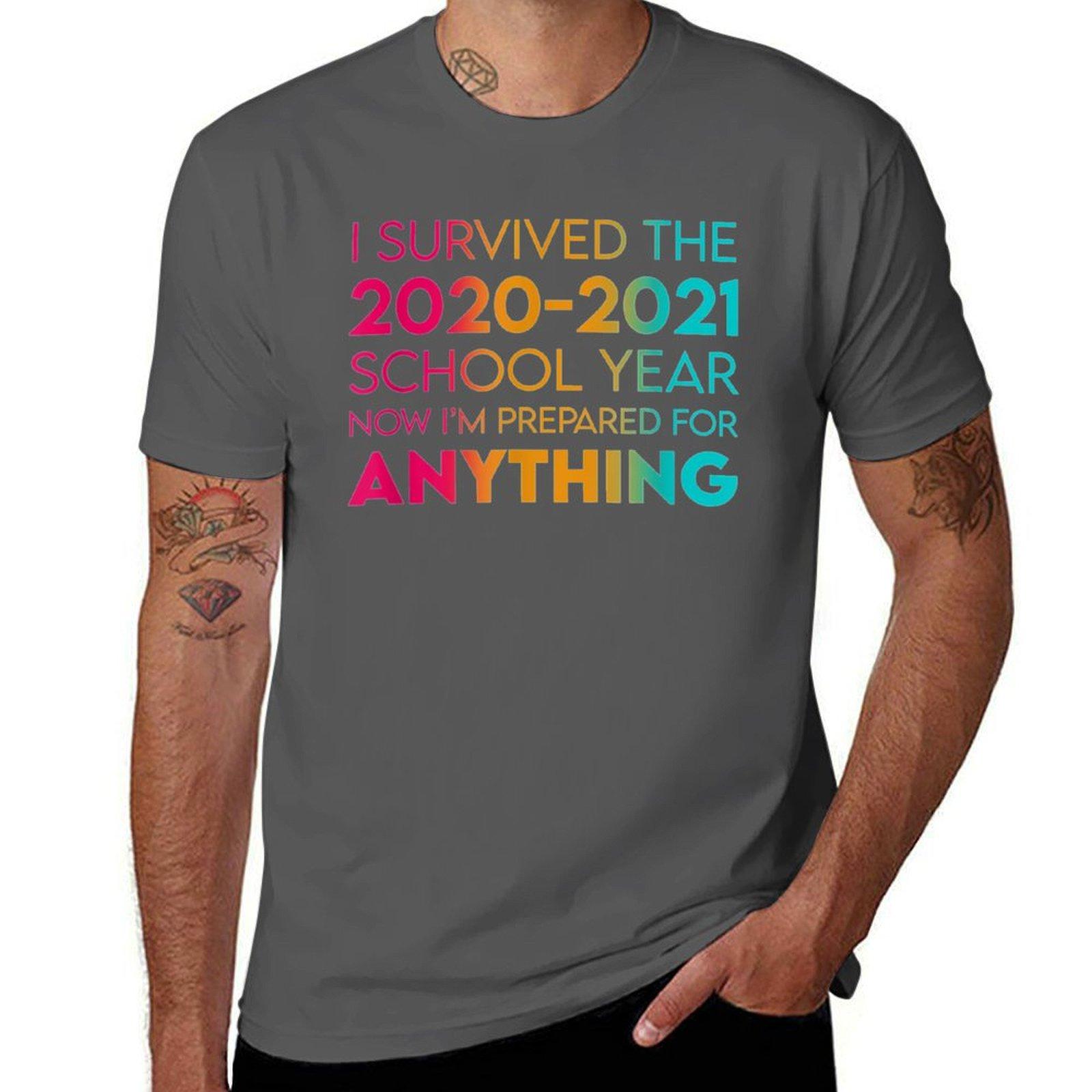 

End Of Year School Survivor Colorful 2020-2021 T-Shirt man t shirts for men t shirt for man T-Shirt 4XL