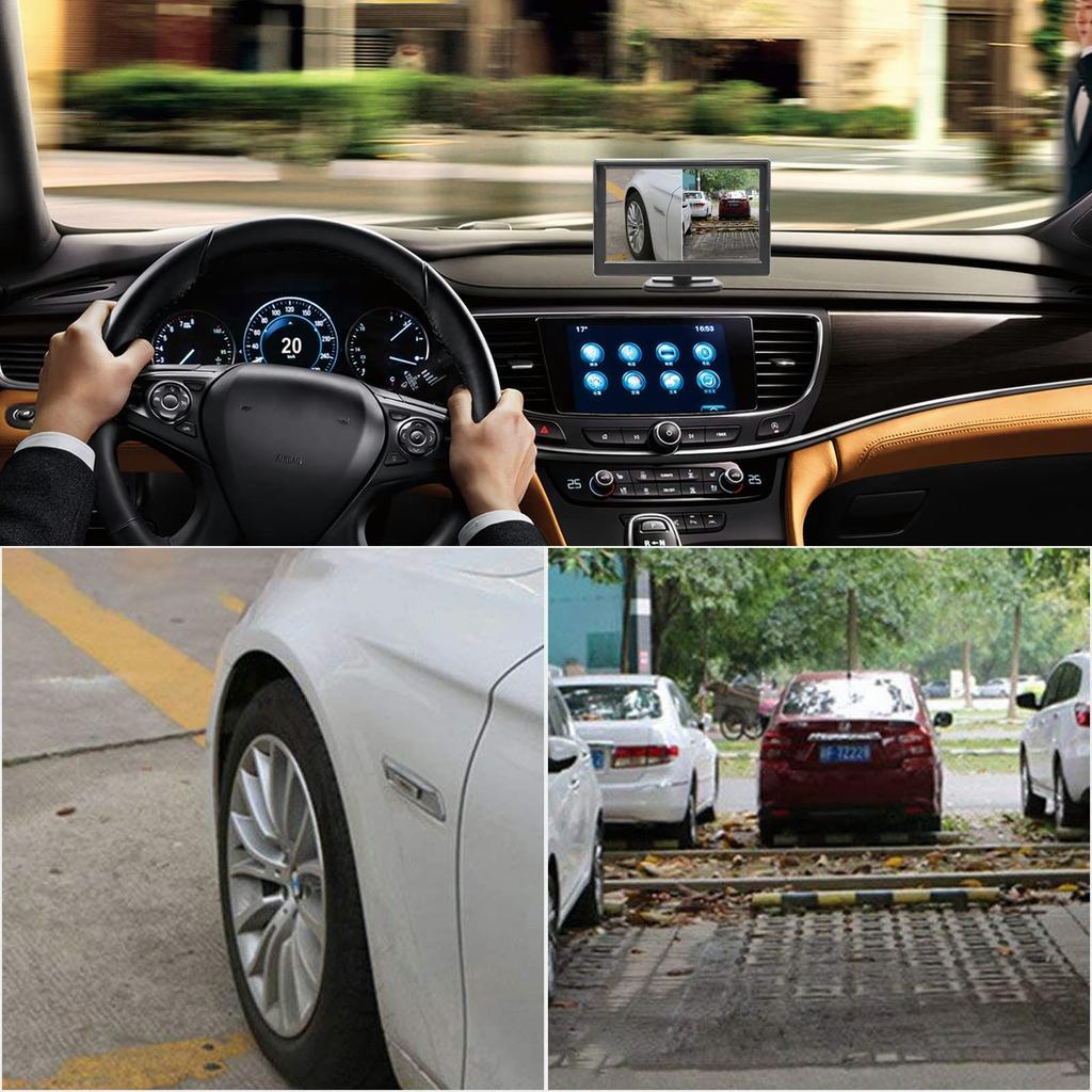 OBEST Monitor Backup Camera Set with and Right Blind Spot Image Super Strong Night Cigarette Lighter Power Easy 12V Universal 5-inch Side, Left,