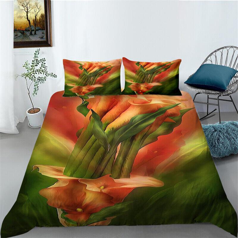 3D Flower Pattern Bedding Quilt/Duvet/Doona Cover Set Pillowcase