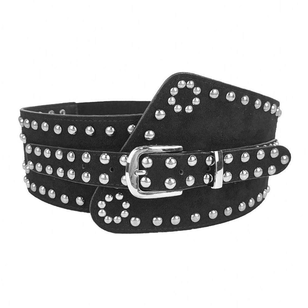 Adjustable Rivet Wide Waistbands Punk Style Irregular Leather Belt Y2K Cool Girls Belt for Gift