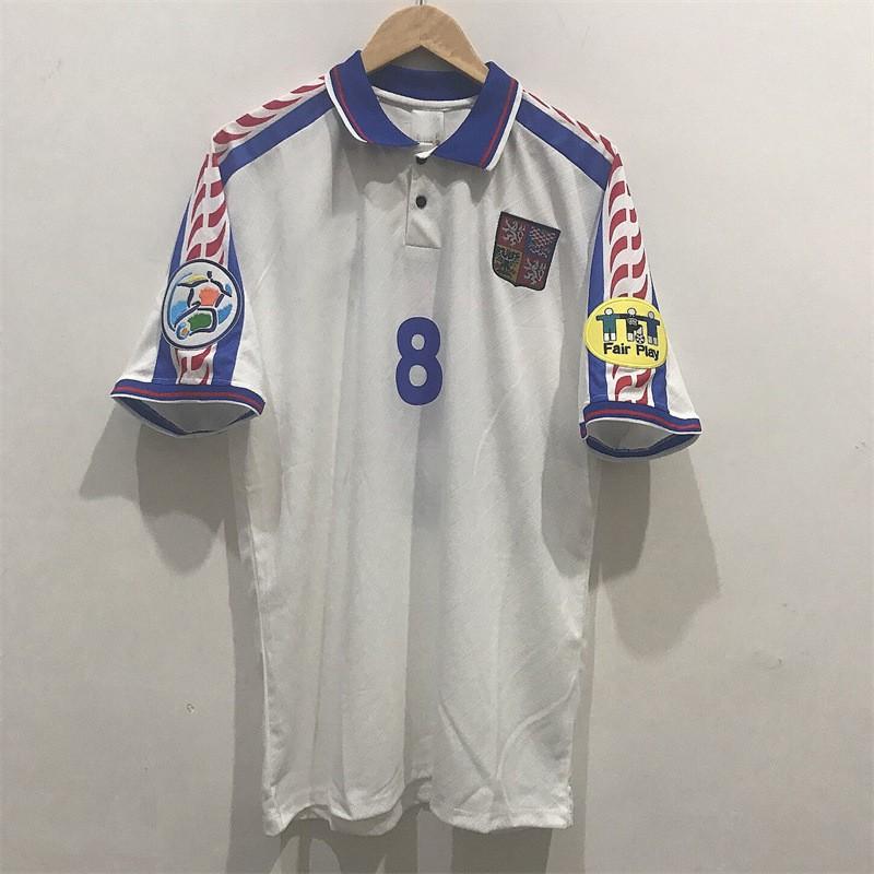 1996 República Checa Camiseta de Fútbol Retro Nedved Friedklada Boger Camiseta de Fútbol Blanca Roja Adulto Unisex