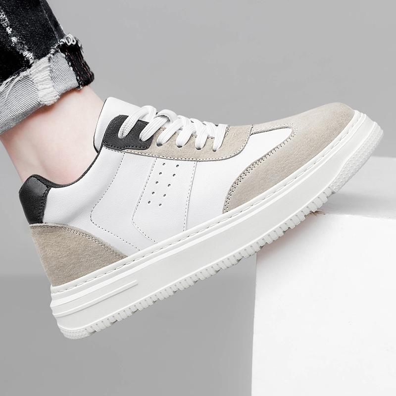 Plus Size White 6cm 8cm Elevator Board Shoes Men Sports Casual Sneakers Height Increase Shoes Invisible Man Taller Lifting Flats