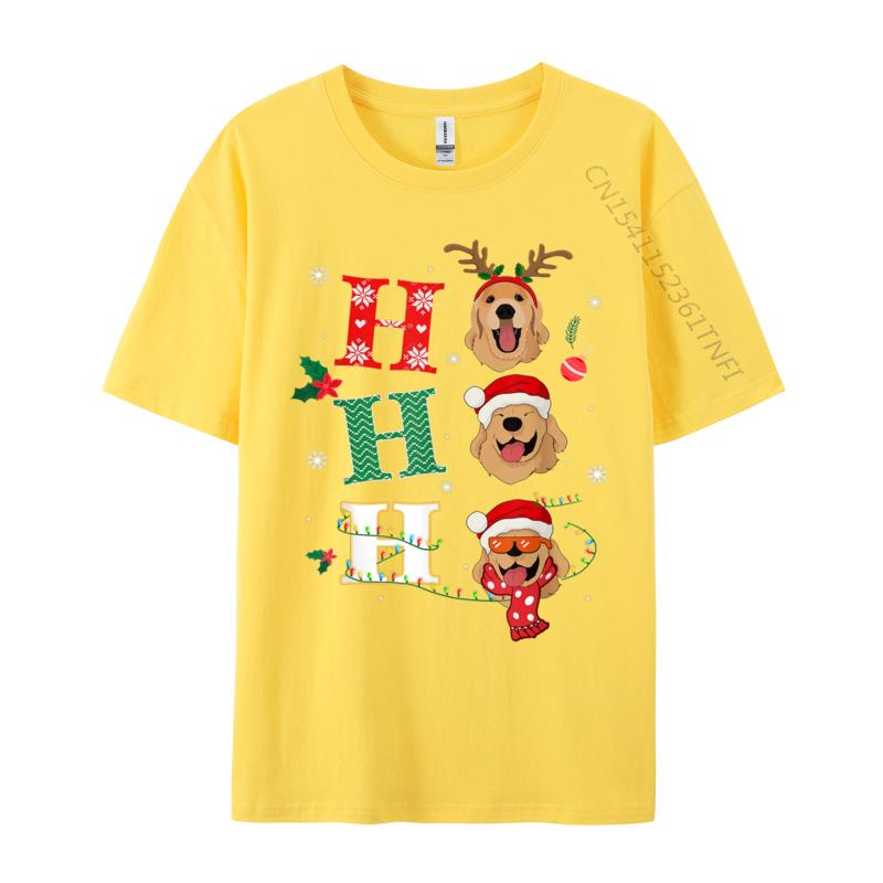 Ho Ho Ho Retrievers Golden Xmas Outfit Christmas Costume T-Shirts New Arrival O-Neck Group 100% Cotton Men T-Shirts Printed On