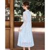New Chinese Style Elegant Long Sleeve Mid-Length Dress