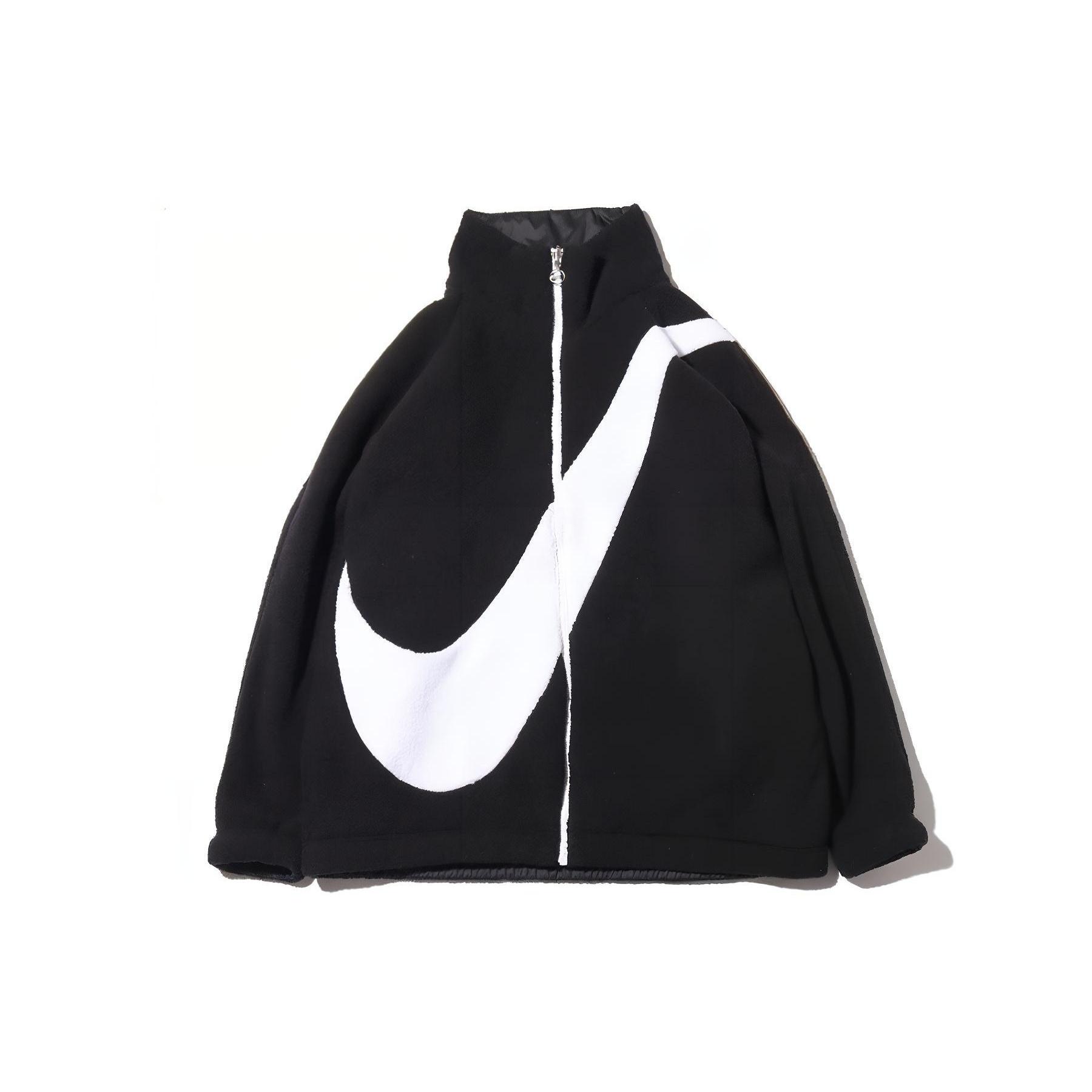 (WMNS) Nike Big Swoosh Large Logo lamb s wool Reversible Jacket US Edition Black Women s CI8937-010 S