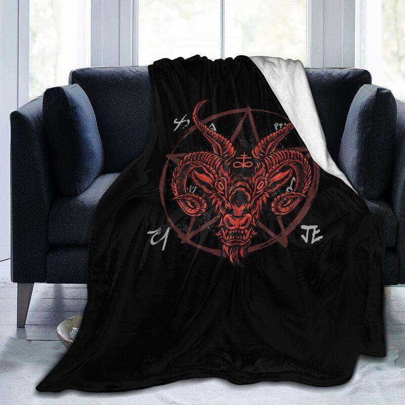 Vintage Baphomet Goat Head Soft Comfortable Throw Blanket Lightweight Warm Flannel Fleece Blanket for Sofa Bed Travel Camping