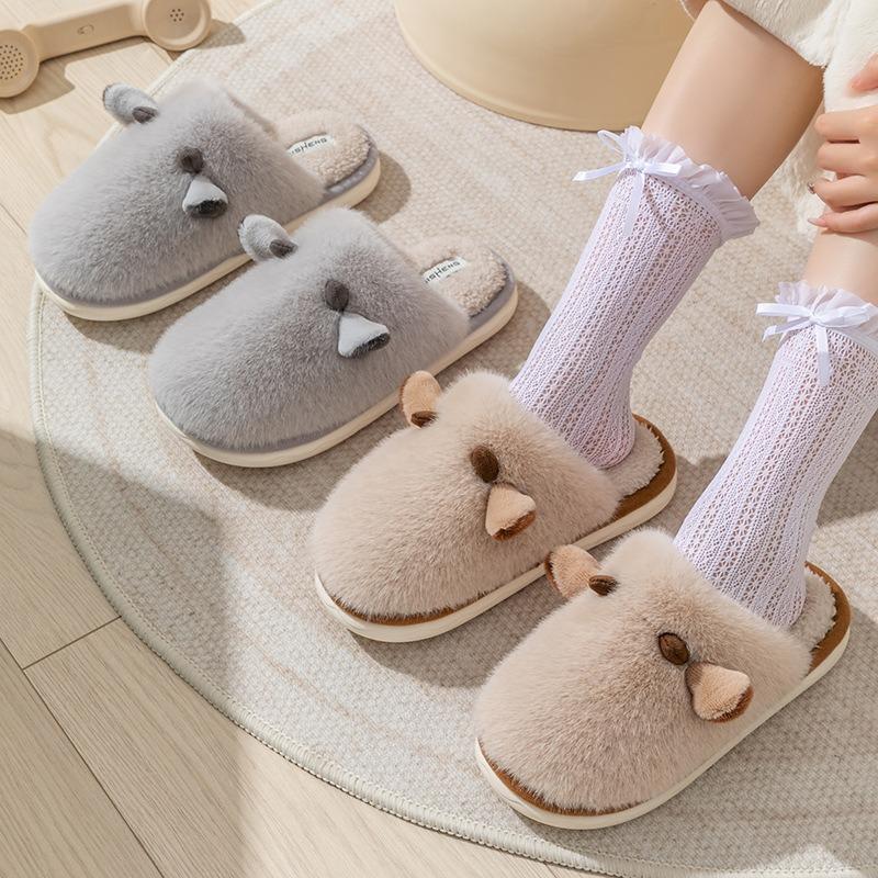 Stroking cats cotton slippers men's winter new indoor home plush warm non-slip couple cotton slippers women