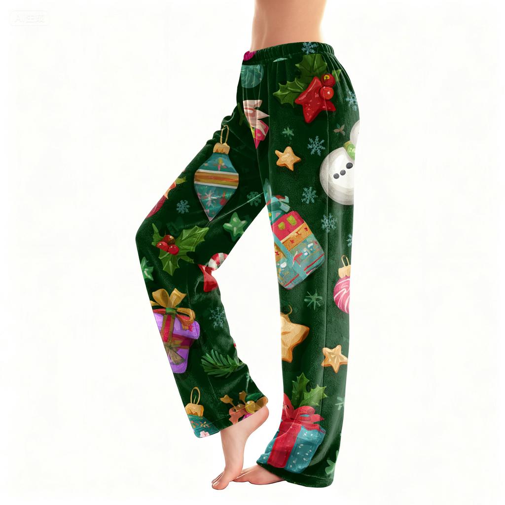 Women's Casual Fashion Christmas Printed Flannel Pants Pajama Pants