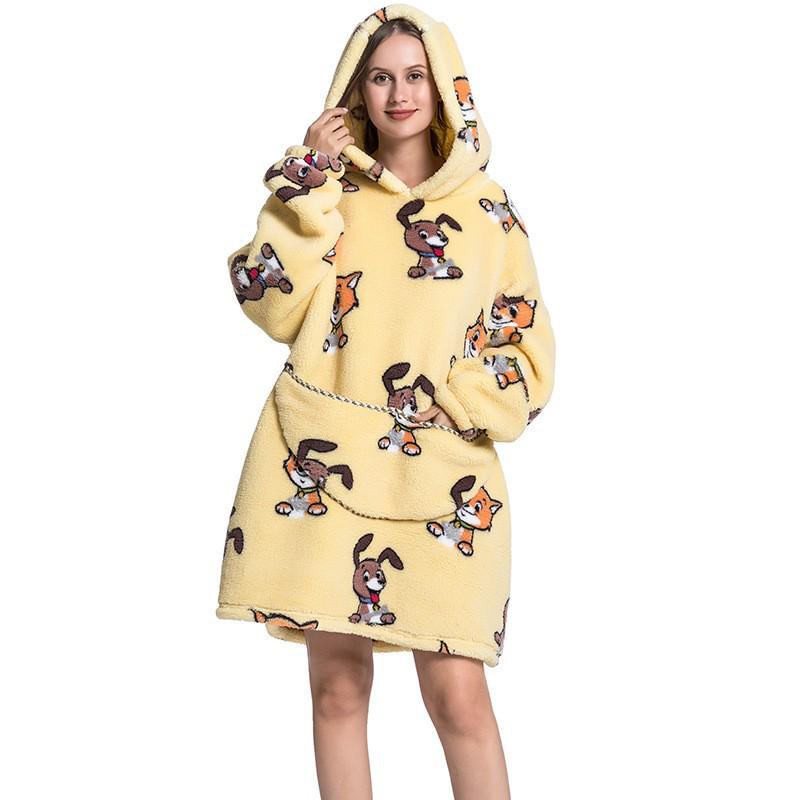 Cozy Autumn/Winter Pumpkin Blanket Sweatshirt: Thick Cotton Velvet Bathrobe for Indoor and Outdoor Warmth