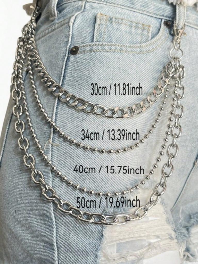 1 peça Hip Hop Punk Metal Multicamadas Corrente de Cintura Vestir Acessórios Jeans Hip Hop Multifuncional Corrente de Calça Masculina e Feminina Adequada