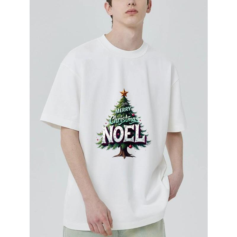 Christmas T Shirt Black Merry Christmas Noel Tree Print Holiday Party Wear
