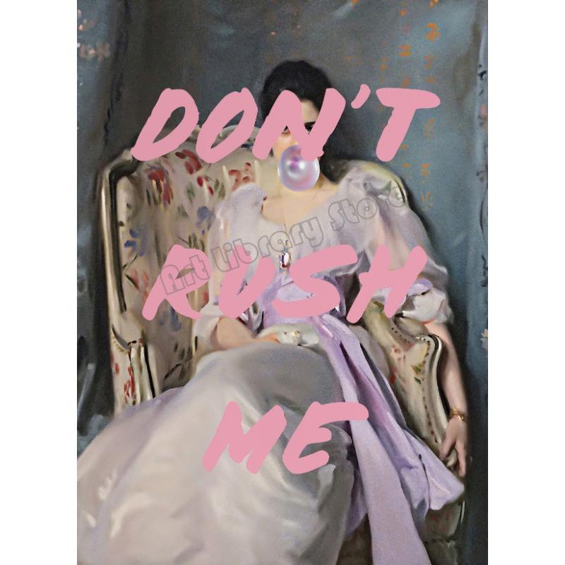 Funny Renaissance Artwork Shhh I'm Reading Bubble-Gum Lady Portrait Vintage Canvas Poster Wall Art Pictures Home Room Decor