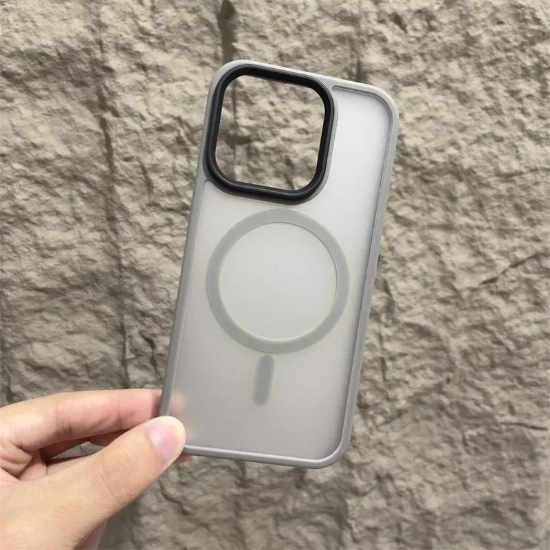 Original Matte Magnetic Phone Case For iPhone 17 Air 16 15 14 12 11 13 Pro Max For Magsafe Wireless Charging Translucent Cover