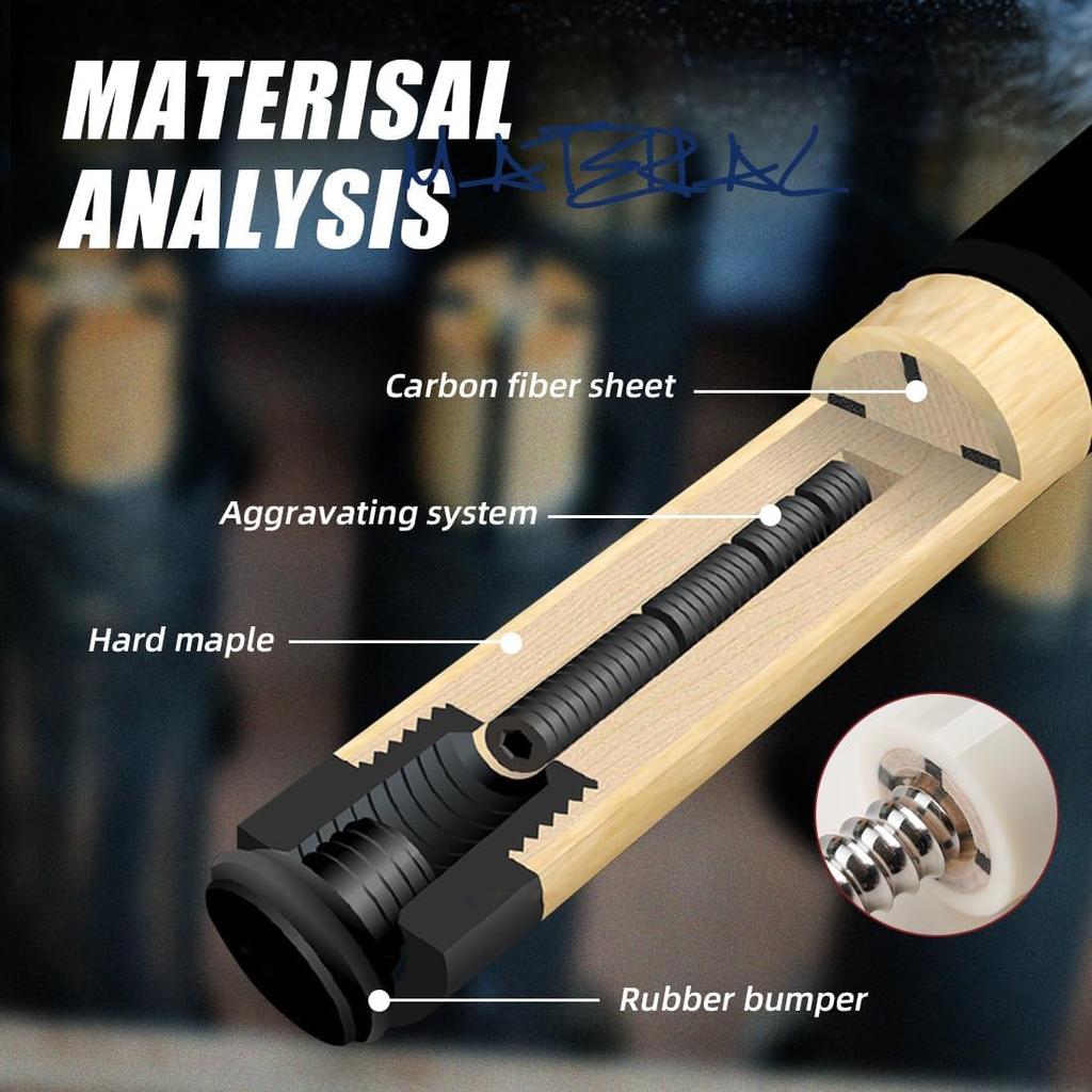 KONLLEN Carbonfaser Pool Queue, 58 Zoll Billard Queue, Professioneller Low Deflection Pool Queue mit 10,5mm/11,5mm/12,5mm Spitze