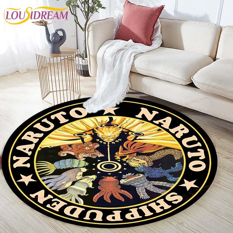 Cartoon Naruto Round Children Carpet Simplicity Animal Bunny Bee Pattern Children Flannel Carpet Baby Hand Print Carpet
