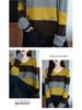 Women's Autumn V-Neck Color Block Striped Sweater - Soft, Loose, and Versatile