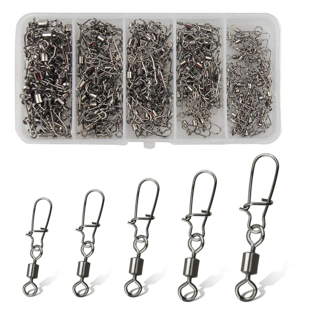 SHADDOCK Fishing Swivel Swivels with Rolling Swivels with Fishing Set of 5 Sizes Snaps, Snaps, Snaps, Connectors, 210,