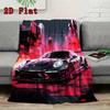 Black Sports Car Art 2D Flat Pattern Flannel Blanket High quality All Seasons Warmth and Comfort Perfect for Christmas Gifts.MMT0918155