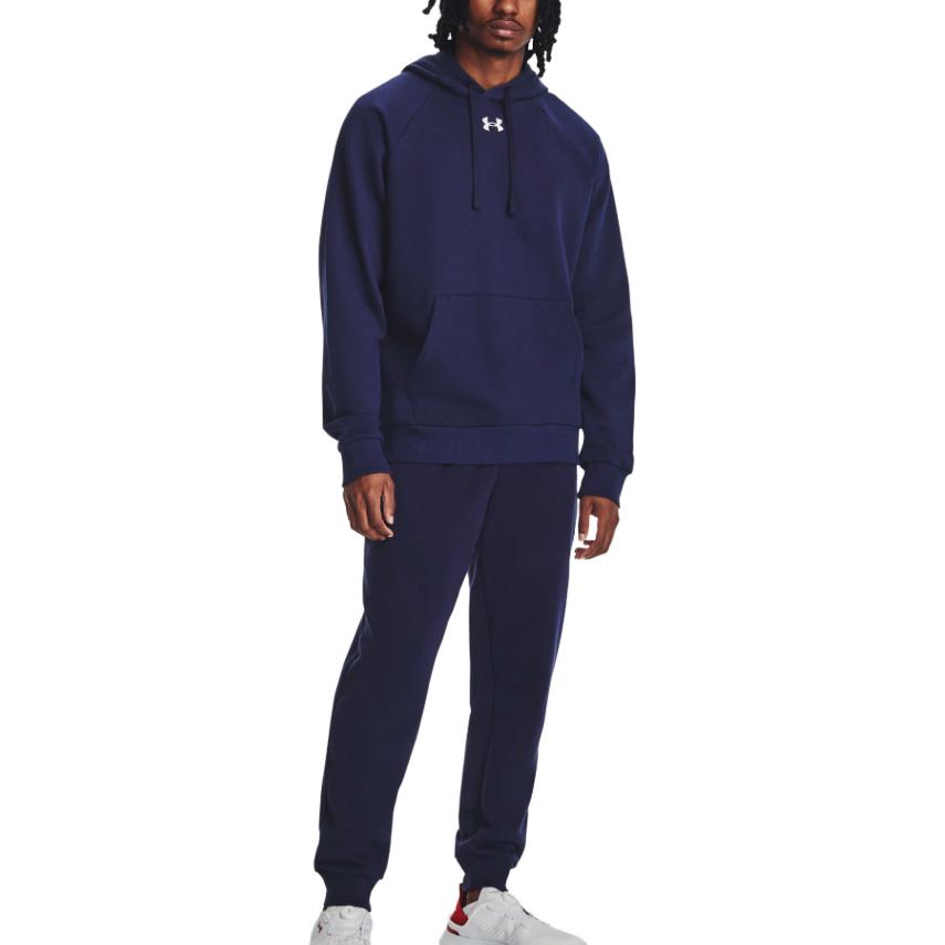 Under Armour Rival Fleece Sweatshirts Men's Navy Blue Hooded Moderate Regular 1379757-410
