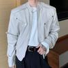 Trendy brand shoulder pads versatile autumn and winter casual American men's jacket new loose leather jacket locomotive clothing