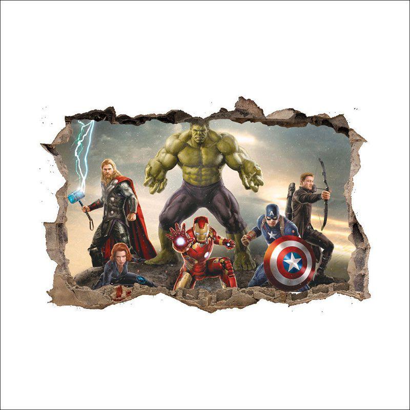 Superior Quality Avengers 3d Wall Sticker Multicolor Mural Art Poster For Kids Rooms