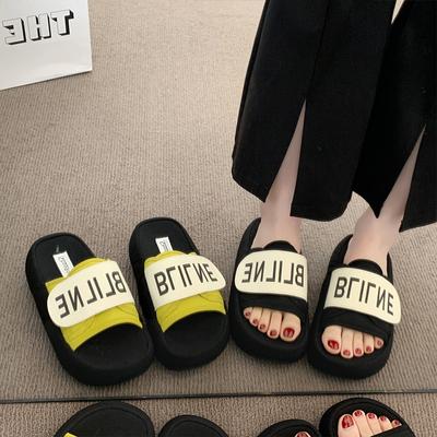 Thick-bottomed Cool Slippers for Women's Summer Outer Wear 2025 New Models with Skirts French Super Fire Trend Heightening Velcro One-word Drag