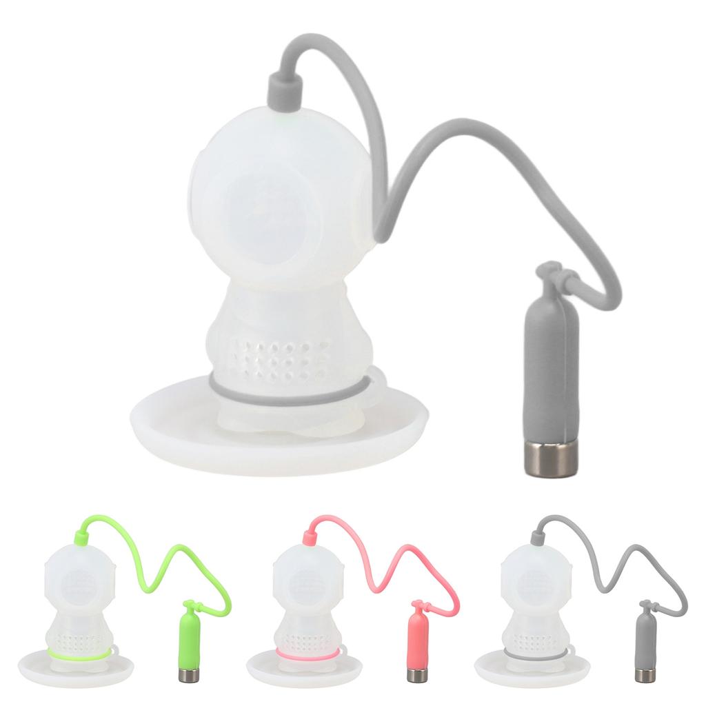 Silicone Tea Infuser Cute Diver Shape Reusable Flexible Easy To Clean Tea Strainer Ultra Fine Mesh with Drip Tray for Fruit Tea