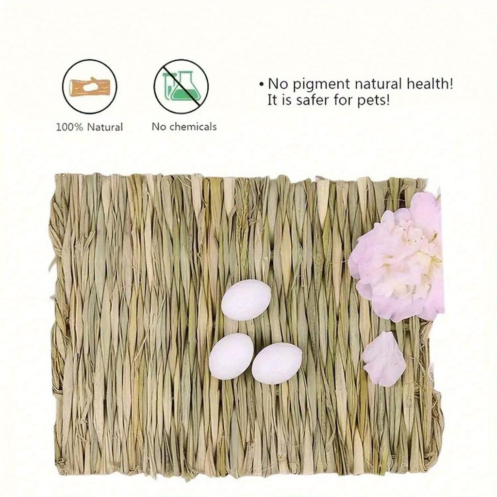 1pc Pet Rabbit/Hamster Woven Grass Mat, Pet Grass Pad, Grass Nest, Straw Woven Pet Bed