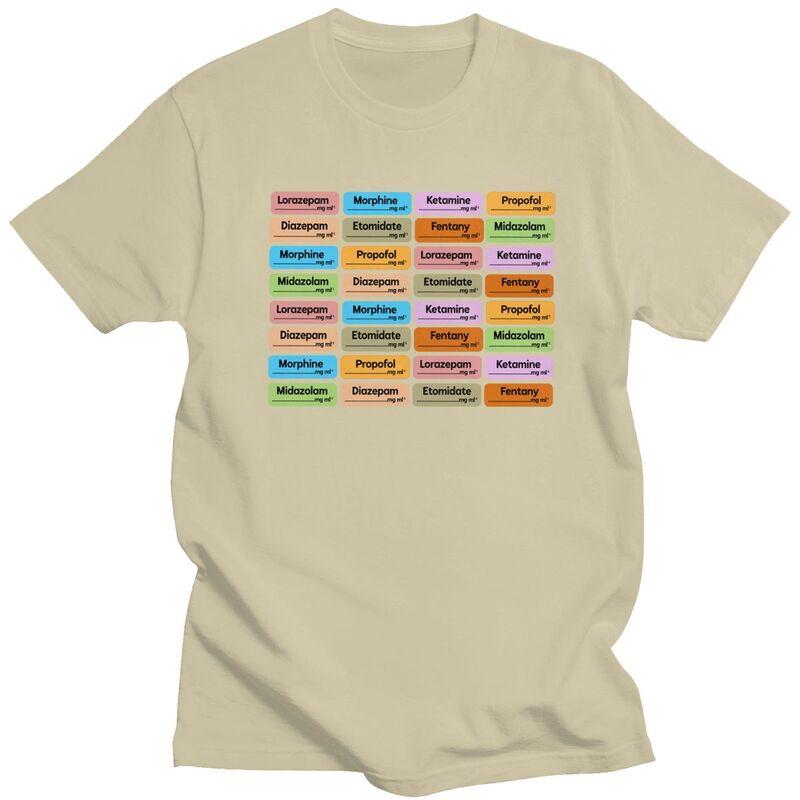 Custom Medical Nurse Anesthesia Medication Labels T Shirt for Men Tshirt Casual Tee Short Sleeves Tshirts Clothing