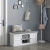 Multi-Compartment Shoe Storage Bench, with Top Cushion - White/Grey