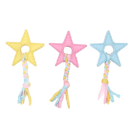 Hundespielzeug Sternform Welpen Zahnungsspielzeug mit geflochtenen Stoffstreifen Interaktives Hundezahnreinigungsspielzeug für kleine und mittlere Hunde