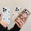 Flower Phone Case For iPhone 17 Pro Max Case iPhone 16 14 13 15 11 12 17 Pro Max Plus 16e Shockproof Soft Leather Cute Cover
