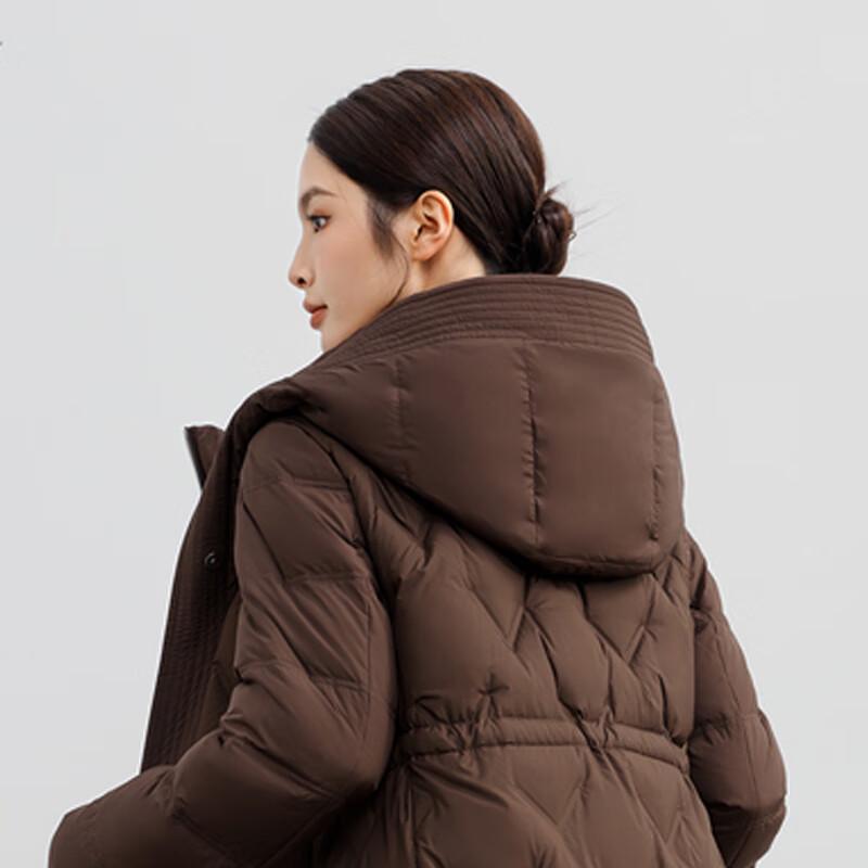 Xuezhongfei Women's Mid-Length Hooded Down Jacket