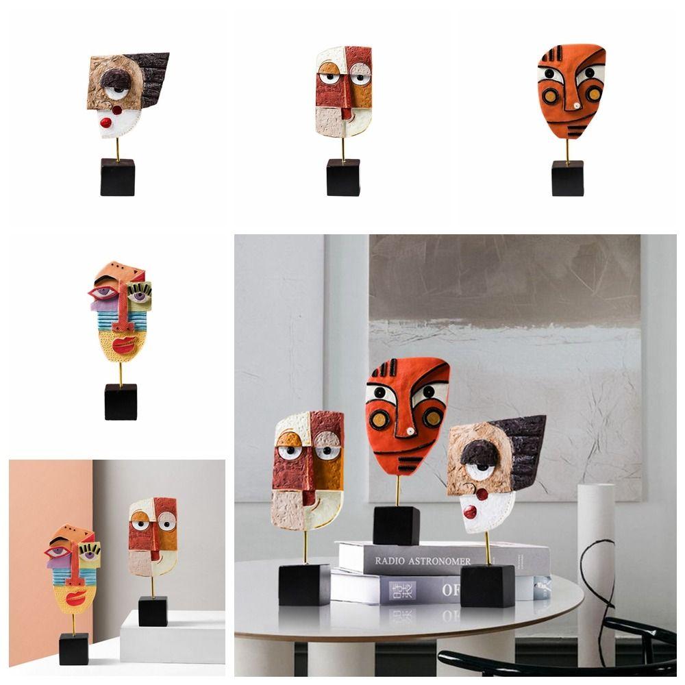 

Абстрактные фигурки лица ручной работы INS, скандинавские изделия из смолы, модные украшения для лица, настольные