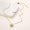 18k Gold Plated 3D Zircon Heart Pendant Necklace for Couples in Stainless Steel